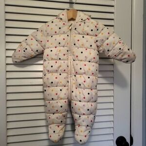 Old Navy Infant Baby Bunting Snowsuit 3-6 mo Cream Polka Dot Pink Purple Yellow
